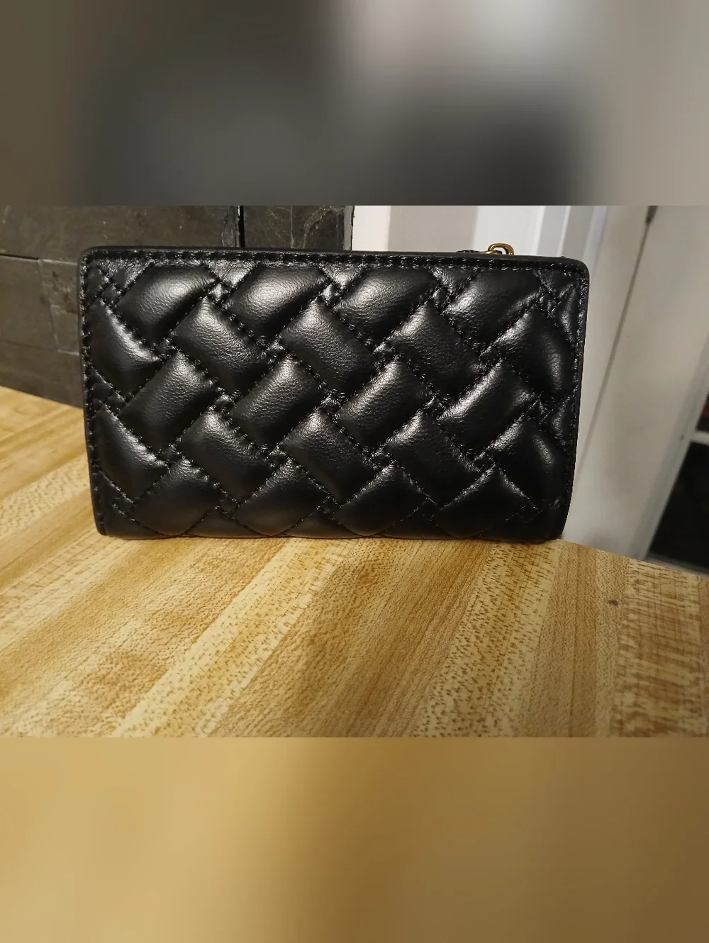 Kurt Geiger Black Quilted Leather Wallet with Gold Hardware